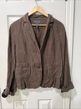 OSKA Brown Linen-Blend Relaxed Blazer CZ 8/10